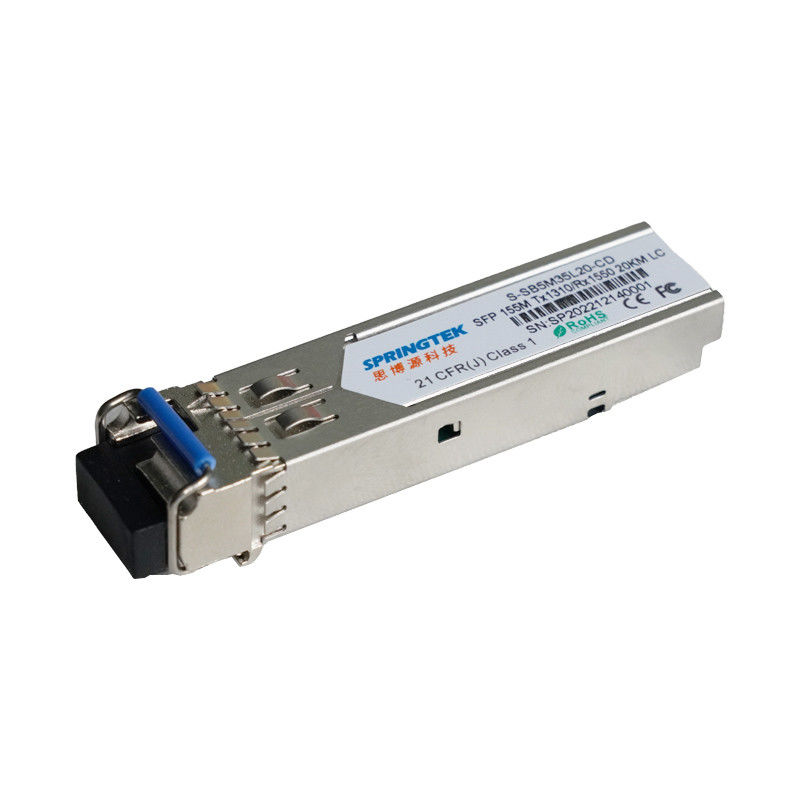 WDM 20km BIDI SFP Optical Transceiver 155Mb/s TX1310nm/RX1550nm LC สำหรับ SM Fibre Channel
