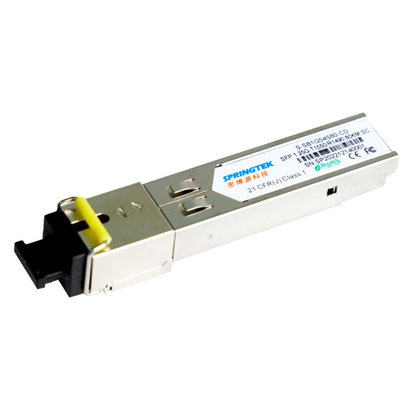 โมดูลรับส่งสัญญาณ Cisco 1.25G BIDI SFP ที่เข้ากันได้ T1550 / R1490nm 80 กม. พร้อมโมดูล DDM SC