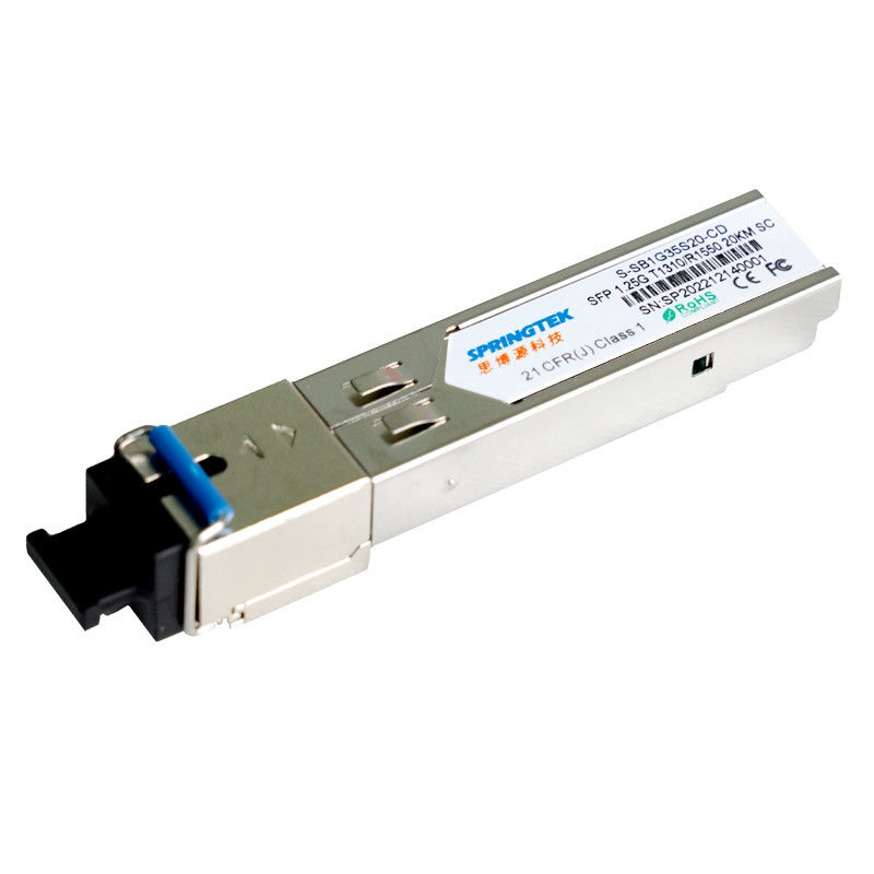 OEM SC BIDI 1.25G ตัวรับส่งสัญญาณที่เข้ากันได้ T1310 / R1550nm 20km SFP โมดูลตัวรับส่งสัญญาณแสง