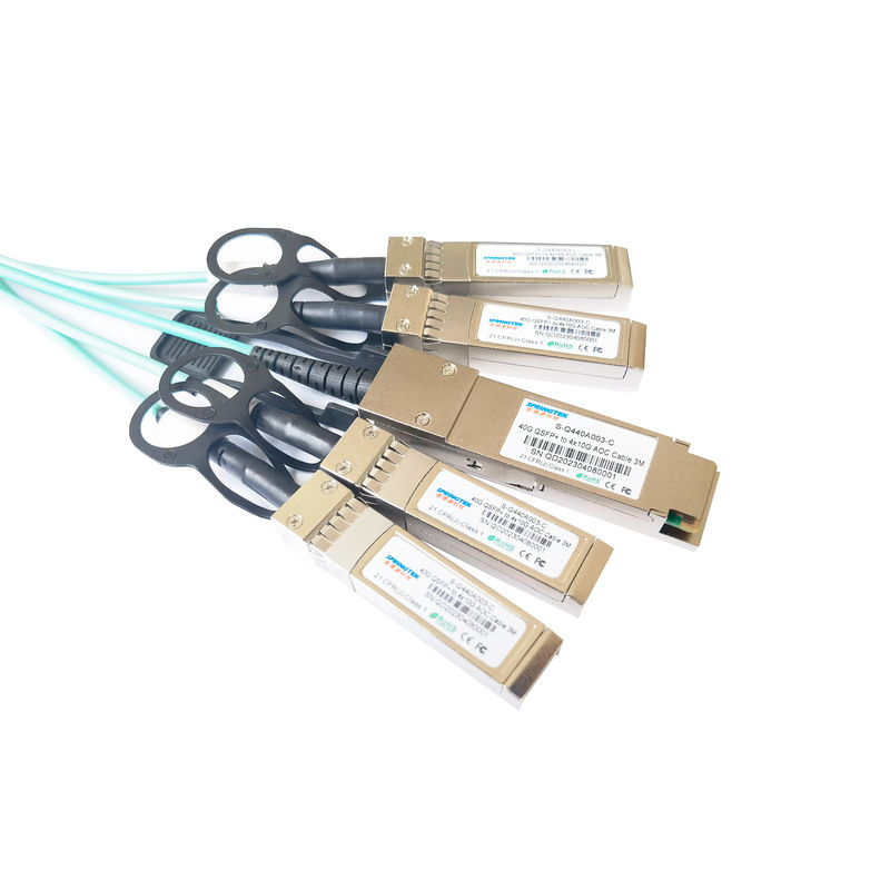 3M 40G QSFP+ ถึง 4X10g SFP+ AOC Active Optical Cable MMF สำหรับอีเธอร์เน็ตและไฟเบอร์แชนแนล